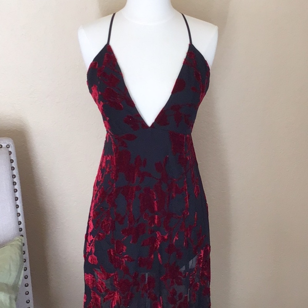 Elegant Red and Black Women's Dress